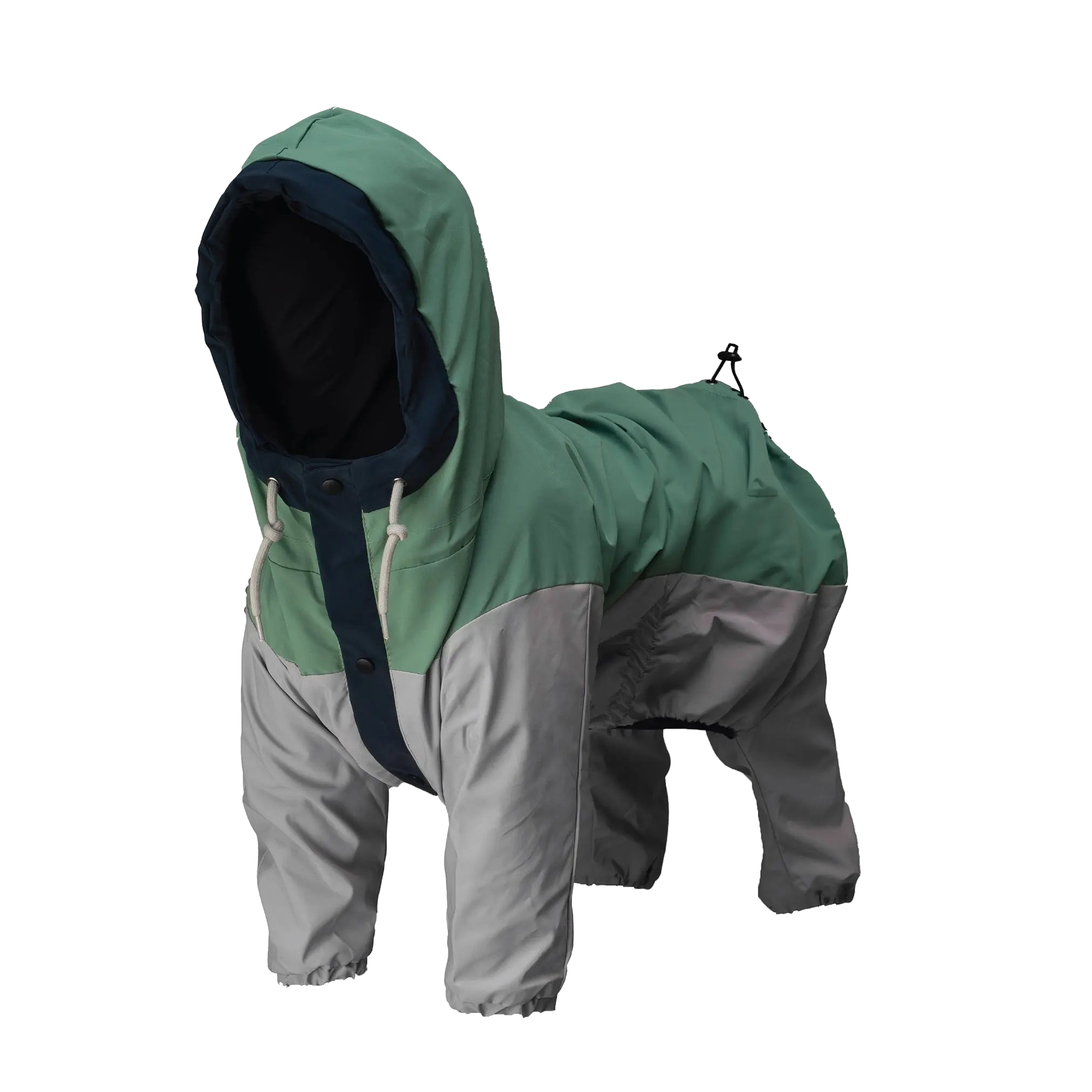 Chien en imperméable Havasu vu à 45 degrés, montrant la coupe, la couverture et les détails fonctionnels.